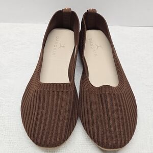 Danskin Hope Stretch Knit Brown Ballet Flats Size 8 NEW Comfort Casual Travel